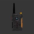 Futuristic Tech Weapon With Antenna Blue Glowing Circular Part And Orange Buttons
