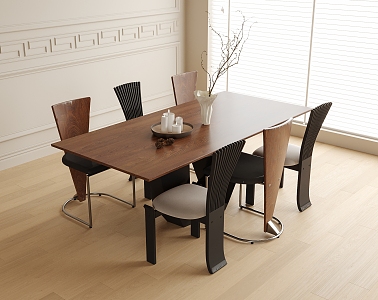 Modern Dining Table and Chair Combination Dining Chair Single Chair 3d model