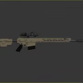 Modern Tan Colored Sniper Rifle with Scope Hollowed Out Design and Black Stock