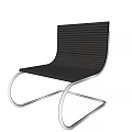 Modern Leisure Chair With Striped Seat Backrest And Curved Metal Frame