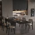 Modern Single Chair With Woven Backrest Black Frame And Green Upholstered Seat In Open Kitchen