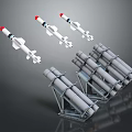 Multiple Modern Military Missiles Mounted on Launchers Defense Weapon System