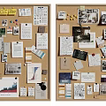 Corkboard Wall Decor with Photos Notes Charts Papers and Push Pins for Home