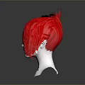 White Head Mannequin Showcasing Vibrant Red Short Layered Hair Wig Style