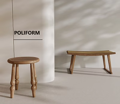 21 Stool Middle Style Shoe Changing Stool Solid Wood Round Stool 3d model