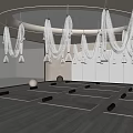 Spacious Modern Yoga Fitness Studio With Hanging Decorations Wooden Flooring And Yoga Mats