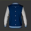 Blue And White Baseball Jacket With White Sleeves And JUCE Logo On Chest