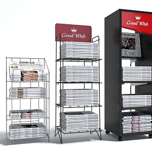 Style Newspaper Rack Bookshelf Display Rack Display Rack Display Cabinet 3d model