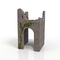 Ancient Medieval Stone Tower Ruins Featuring Archway And Climbing Ivy