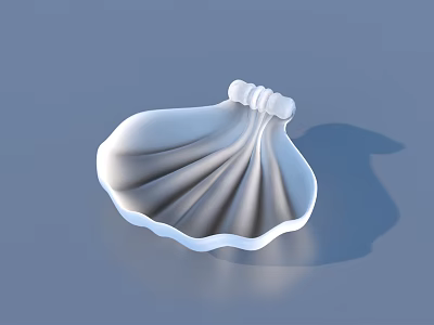 White Shell Shaped Household Item With Textured Surface And Decorative Knot Design 3d model