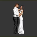 Couple Embracing In White Shirt Dark Pants And Long Dress