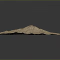 Mountain Landscape 3D Terrain Model With Square Shape And Earth Tone Textures