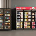 Coca Cola Branded Commercial Beverage Refrigerators Stocked With Various Drinks 3d model