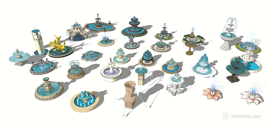 Various Decorative Fountain 3D Models With Different Shapes And Styles 3d model