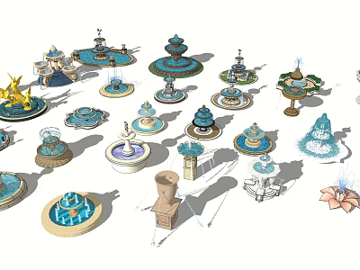 Various Decorative Fountain 3D Models With Different Shapes And Styles 3d model