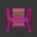 Leisure Chair With Red Frame Rattan Backrest Seat And Beige Cushion