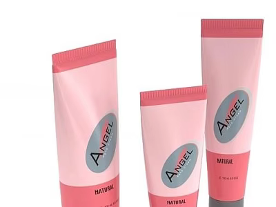 Elegant Natural Angel Cosmetics With Pink Tube Packaging Skincare Products 3d model
