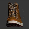 Brown High Top Leather Shoes With White Sole Brown Laces And Black Lining Details
