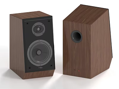 Walnut Wooden Dual Driver Speakers with Modern Square And Polygonal Design For Home Audio 3d model