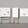 Three Mobile Whiteboards With Charts And Stickers In Studio Display Setting