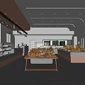 Modern Bakery Interior With Fresh Bread Displays Glass Cases And Pastry Counters
