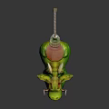 Small Warrior Riding Green Monster Pig With Red Eyes And Weapon