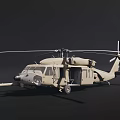 Military Transport Helicopter With Beige Body Rotor Blades Open Door And Tail Rotor