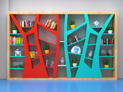 Modern Bookshelf Bookcase 3d model