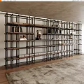 Modern Open Bookshelf Design With Metal Frame Wooden Shelves And Decorative Items