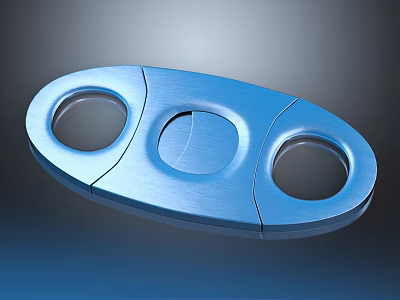 Blue Metal Accessory With Two Circular Holes Central Circular Section And Sleek Metallic Finish 3d model