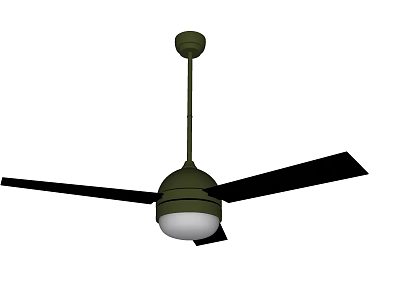 Modern Ceiling Air Conditioning Fan With Black Blades Green Housing And White Light 3d model