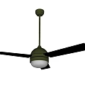 Modern Ceiling Air Conditioning Fan With Black Blades Green Housing And White Light