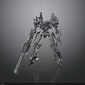 Futuristic Mech Warrior Robot With Detailed Armor And Long Weapon Structure