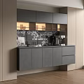 Sleek Modern Sideboard Cabinet With Dark Gray Finish Drawers Doors And Wooden Floor