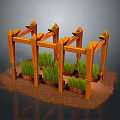 Wooden Plant Display Shelf Rack with Multiple Compartments Green Plants and Brown Base