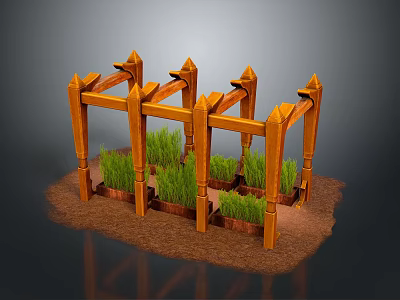 Wooden Plant Display Shelf Rack with Multiple Compartments Green Plants and Brown Base 3d model