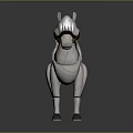 3D Model White Horse Character Creature With Red Saddle Bridle And Toy Design
