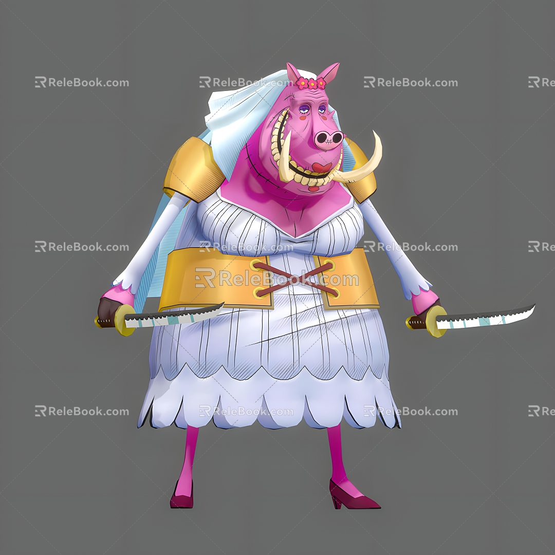 Cartoon pig demon cartoon animation movie animal boar boar demon weapon knife can do action 3d model