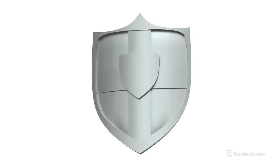 Silver Shield As Protective Weapon With Geometric Design And Central Emblem 3d model 