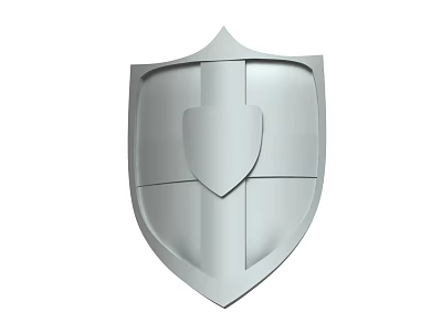 Silver Shield As Protective Weapon With Geometric Design And Central Emblem 3d model