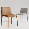 Modern Minimalist Brown And Gray Dining Chairs Upholstered With Sleek Back Design 3d model