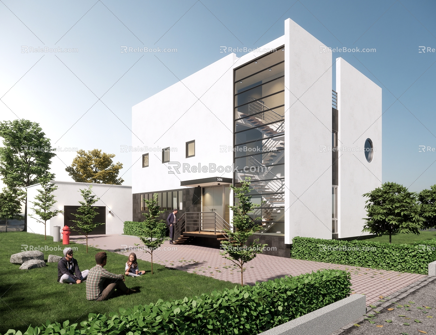 Modern single-family villa single-family villa architecture 3d model