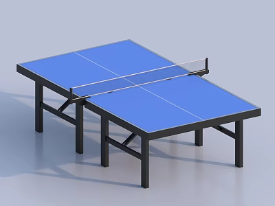 Sturdy Blue Table Tennis Table with Black Frame and Net as Sports Equipment 3d model