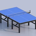 Sturdy Blue Table Tennis Table with Black Frame and Net as Sports Equipment