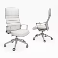 Beige And Black Leather Office Chairs With High Back Metal Armrests And Wheels