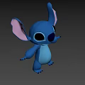 Cute Blue Animated Game Movie Character Stitch With Big Ears Standing