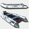 Black And White Inflatable Boat With Wooden Floor And Compact Design