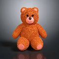Fluffy Orange Teddy Bear Doll Sitting With Black Eyes Brown Nose Pink Paws