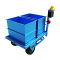 Blue Industrial Cart With Two Bins Yellow Top And Red Signal Light