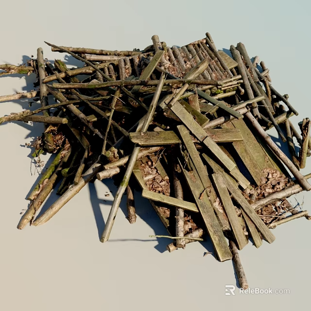 Reclaimed Wood And Stone Scrap Pieces With Natural Texture And Rustic Charm 3d model 